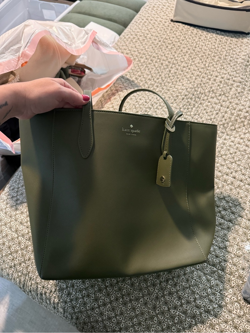 kate spade Olive Green Saffiano Leather Tote
